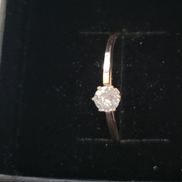 Women's Rose Gold IP Round Solitaire Promise Ring - Picture 4 of 5